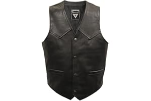 Skintan Men's Genuine Leather Vest Black