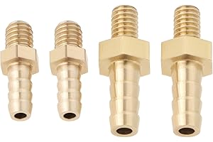 LT Easiyl 4 Piezas Conector de Manguera de Púas de Latón de Métrico M4 X 0,7-3 Mm Y M4 X 0,7-4 Mm para Adaptadores de Manguera de Piscina de Estanque Conector de Manguera