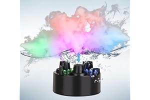FITNATE Máquina de Niebla Ultrasónica Fogger con 3 Cabezales, Más Grande con 12 Luces LED de Niebla Máquina de 1500 Ml/H Atomizador para Huecos, Estanques, Jardín, Rocosas, Patio