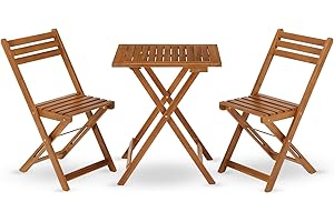 Juskys Ensemble de Meubles de Balcon Bala - Ensemble de sièges 3 pièces en Bois pour 2 Personnes, Pliables, Peu encombrants - Meubles de Jardin, Table, chaises, Ensemble de Balcon, Chaise Pliante