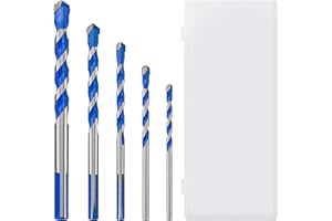 KSBBHDS Juego de 5 brocas para pared de ladrillo, broca de carburo de tungsteno ideal para azulejos, mampostería, hormigón, 4/5/6/8/10 (azul)