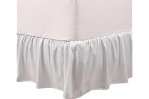 Martex Basic Rüschen Bettrock, Polyester Synthetisch, Weiss/opulenter Garten, Queen