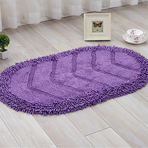 Oval chenille solid color mat door mats kitchen bathroom mats 15 x 23 inch approx