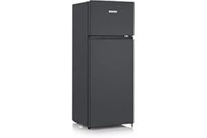 SEVERIN Doppeltür-Kühl-/Gefrierschrank, 2 x höhenverstellbare Abstellflächen, große Veggiebox, extrem leise - 40 dB, 206 L Nutzinhalt, schwarz, DT 8762