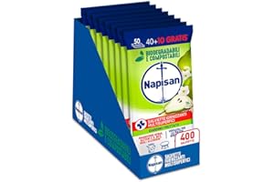 Napisan Salviette Igienizzanti Multisuperfici Giardino Fruttato, Confezione da 8 Pacchi da 50 Salviette Igienizzanti Biodegradabili e Compostabili