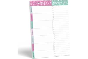 Sweetzer & Orange Planificador de Comidas - Bloc de Notas Púrpura y Verde - Organizador Semanal/Diario de Comida - Lista Compra, 2 Imanes para Colgar en la Puerta del Refrigerador - 17x25cm, 52 Hojas