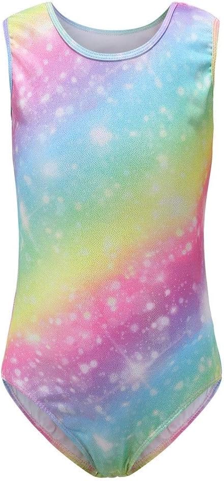 Sinoem Leotardos de gimnasia para niñas, manga larga, sin mangas, color degradado, brillante, para baile, ballet, gimnasia, atletismo, para niñas pequeñas