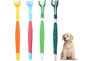 GMXJGZ 4 Stück Hundezahnbürste Zahnbürste Hund Dreifachkopf Hundezahnbürste Hunde Zahnbürste für Hunde 360-Grad-Haustiere Reinigungsset, Haustier Zahnpflege, Deep Clean Haustier Zahnbürste