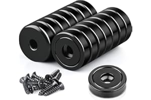 KEUKENKET 15 Stück Neodym Magnete Extra Stark mit Loch 10kg,20mm Magnet zum Anschrauben Topfmagnet Magnete Extra Stark mit Schrauben für Werkstatteinrichtung Zubehör