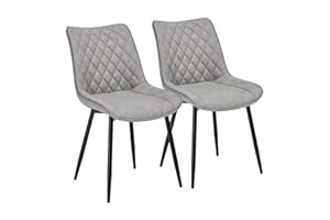 WOLTU Dining Chairs Set of 2, Accent Chairs for Kitchen/Bedroom/Reception Room/Balcony, Leatherette, Grey, with Backrest and Padded Seat