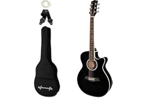 World Rhythm WR-204 Chitarra acustica 3/4, Chitarra small body cutaway per principianti, Nera