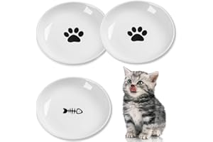 SPEEDY PANTHER Keramik Katzennapf 3er Set, Weiß - Futternapf Katzen Flach mit Rutschfestem Silikonring für Perser & Flachgesichter - Spülmaschinenfest, Hygienisch