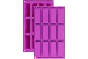 BREEZO 2PCS 12 Cavity Medium Rectangle Granola Bar Silicone Moulds Nutrition/Cereal Bar Moulds Energy Bar Maker for Chocolate Truffles Bread Brownie Cornbread Cheesecake Pudding Butter Molds