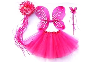 Tante Tina Costume da Farfalla per Bambina - Vestito Farfalla da Bimba in 4 Pezzi: Gonna in Tulle, Ali, Bacchetta e Cerchietto - Indicato per i Bambini da 2 a 8 Anni