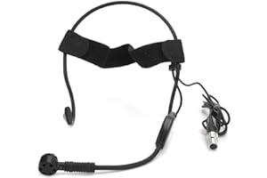 fasient1 Micro Auriculares de 3 Pines, Mini Micro Condensador de Diadema portátil Sistema de micrófono inalámbrico para cámara XLR para Rendimiento en Escenario, enseñanza - Negro