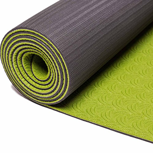Rutschfeste Yogamatte »Shitala« aus umweltfreundliche und hypo-allergene TPE hergestellt ( Maße: 183 x 61 x 0,5 cm ) inkl gratis Tragebänder für die Matte – die ideale Matte für Yoga & Pilates – natürlich geruchslos / in den Farben schwarz, blau, grün, orange, türkis und pink / auch als Sportunterlage / Fitnessmatte bzw. Gymnastikmatte verwendbar. Die Oberfläche ist rutschfest, angenehm, strapazierfähig & langlebig. - 4