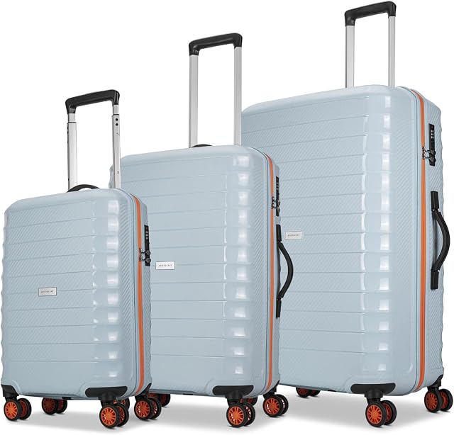 Aristocrat Altitude Set of 3 (Cabin+Medium+Large) Trolley Bags, Surf Spray | 8-Wheels, Polypropylene Case, Spa