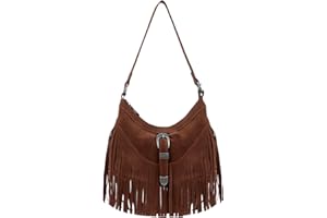 LHHMZ Women Fringe Hobo Handbag, Tassel Shoulder Bag, Vintage Suede Handbags, Hippie Western Tassel Bags