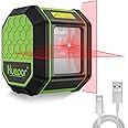 Huepar Red Laser Levels Self Leveling, Switchable Horizontal/Vertical/Cross Line Laser Tool with Rechargeable Li-ion Battery for Construction, Picture Hanging & Wall Writing Painting