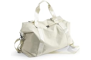 WINSPANSY Borsone da Viaggio Palestra Donne, Grande impermeabile Borsa da Viaggo Donna Weekend Borsa Palestra con tasca bagnata Travel Duffel Gym bag Crema