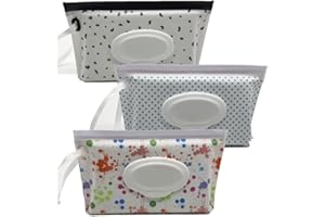 ULVBABI Lot de 3 distributeurs portables pour lingettes humides, porte-couches réutilisable, distributeur d'embrayage rechargeable | Garde les lingettes