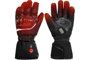 DAY WOLF Heated Motorcycle Gloves,7.4V 2200MAH Electric Rechargeable Battery Waterproof Riding Gloves Men Women for Winter Biking Cycling Hunting Fishing Ski Snow Insulated Glove Hand Warmer Moto Gloves