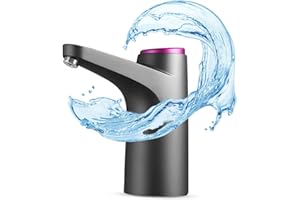 NK Distributeur d'eau en Bouteille Automatique - Chargeur USB, sans BPA, Eau Froide, 1500mAh, Matériau Silicone, Carafes-Bouteilles 4,5L 5L 7,5L 10L 11,3L 15L 18,9L Noire (2 Adaptateurs 3.8 & 4.8cm)