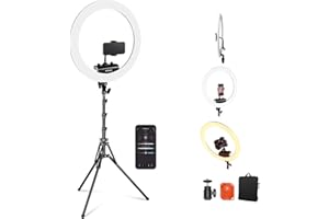 NEEWER 18" Ring Light Professionnel, Lumière Anneau Ultra Fin, 45 W 2900K-7000K TLCI98, avec Trépied, Obturateur à Distance et APP Contrôle, Éclairage Plus Doux pour TikTok Selfie, RP18B Pro Blanc