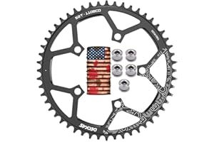 Enjcyling 110mm BCD Single Chainring 110BCD Full Alloy CNC, Second Generation Narrow Wide Technology, 4-Bolts 5-Bolts Opition, 36/38/40/42/44/46/48/50/52/54T, for 7/8/9/10/11/12 Speed