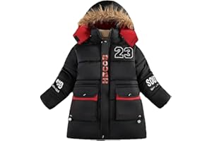 linboo Manteau Garçon Doudoune Enfant Hiver Veste à Capuche Fourrure Chaud Blouson Doublure Polaire Parka Vêtement Matelassé