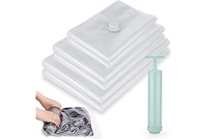 SITAYAKUMA Bolsas Vacia Almacenaje de Ropa, 6 Piezas (2* 100x80cm/2* 80x60cm/2* 70x50cm) 80% Más de Almacenamiento Vacuum Storage Bags, Bolsas de Aspiradora con Bomba para Edredones/Almohadas/Viaje Ropa/Mantas