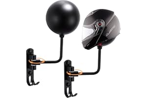Olymajy Helmet Stand, Motorcycle Helmet Display Stand with Hook, Wall Mounted Rotatable Hat Stand, Hard hat, Handbag Storage Display Stand