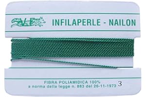 ARGENTO E DINTORNI Filo infilaperle con ago colore verde, ottimo per infilare collane, bracciali e realizzare i tuoi gioielli, realizzato in nylon poliammide 100% in varie misure (3)