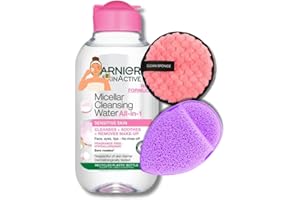 BVO LUXE Micellar Cleansing Water Travel Set – Gentle Face Cleanser (100ml) with Reusable Makeup Remover Puff & Exfoliating Glove – Perfect for Sensitive Skin, Travel-Friendly Skincare