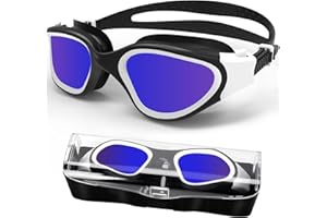 HotSrace Lunettes de natation à verres polarisés, Lunettes natation Lunettes Plongée Lunettes Piscine Anti buée Anti UV Vision Nette pour Homme Femme Unisex Adultes Adolescents