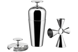 Alessi The Tending Box GIA26SET – Cocktail-Set mit Parisienne Shaker, Double Bar Sieb, Quadri Combo Jigger, aus Edelstahl 18/10