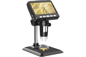 Ashfly Microscopio, microscopio digitale LCD 500X 4,3 pollici 1080P USB microscopio con 8 luci LED regolabili, vista PC, compatibile con MacOS Windows, ideale per bambini e adulti
