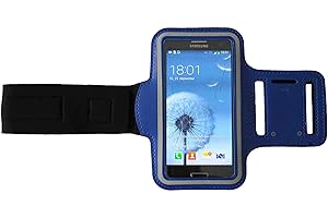 DEALBUDE24 Fitness Sportarmband kompatibel für Huawei P30, P30 Lite, P30 Pro, P20, P20 Lite, P20 Pro Armband Handy Oberarm Halter für Fitness, Joggen, Laufen Hülle Tasche Blank Groß Dunkel-Blau
