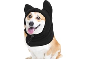 Demsyeq Dog Beanie, Thickened Dog Hood Winter Warm Hat, Neck Warmer Scarf, Washable Cold Weather Head Wrap for Medium to Large Dog Puppy