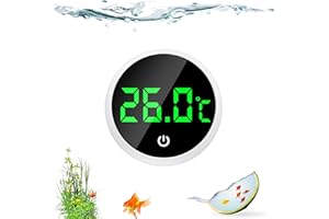 Flintronic Termómetro Acuario, Termómetro Acuario Digital Alta Precisión de 0.1℃, Termómetro para Pecera Pantalla LED, con Tiras de Termómetro, para Tanque de Acuario de Vidrio Tropical, Redondo