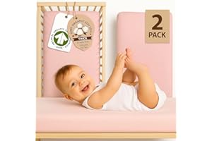 Bunnyjik Spannbettlaken 60x120 Baby – GOTS zertifiziert Bio-Baumwolle - Luftig & Kühlend – 190GSM Bio-Baumwolle - Bettlaken Kinderbett 60x120 – Babybett Spannbettlaken(2er Set) Interlock aus gekämmter