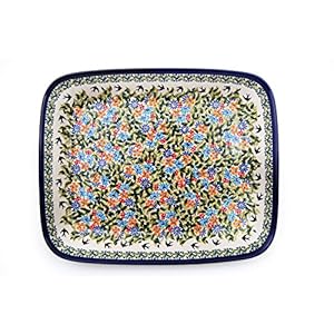 Hand-Decorated Polish Pottery Casserole Dish for 2-3 people 29,5×22,5 cm x 4.5 cm in design DU182