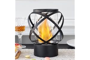 JHY DESIGN 24cm Biochimenea de sobremesa Hoguera Chimenea de Mesa de Bioetanol Portátil para Interiores y Exteriores-fogata portátil para Chimenea en Color Negro, de combustión Realista