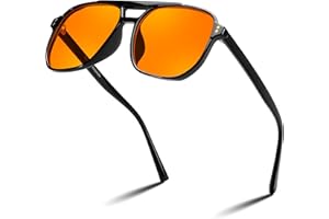 FEISEDY Retro 70er Blaulichtfilter Brille 99.99% Blaulicht-Blockierende Gaming Brillen Computerbrille für Herren Damen Amber Getönt G2835