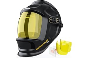 MAGDRON Auto Darkening Welding Helmet Large View 3.94" x 3.66", True Color Welding Hood Optical Clarity, 4 Arc Sensor Solar/Battery Powered, Wide Shade 3.5/5-9/9-13 Welder Mask for TIG MIG ARC Cut Grind