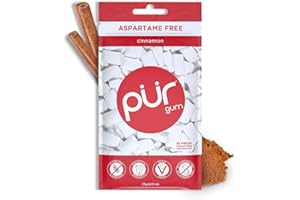 PUR | 100% Xylitol Chewing Gum, Sugarless Cinnamon, Sugar Free + Aspartame Free + Gluten Free, Vegan & Keto Friendly - Healthy, Low Carb, Simply Pure Natural Flavoured Gum, 55 Pieces (Pack of 1)
