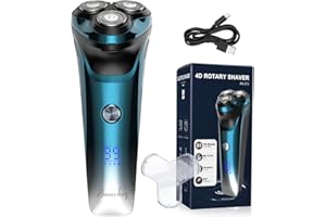 AMURHEY Máquina de Afeitar Barba [2025 New] Afeitadora Eléctrica Hombre con recortadora, Cabezal flexible 360º, 120 min de uso, En Seco y Húmedo, USB-C Recargable, Azul