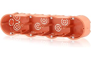 ‎INTRATEC 100% SHOPPING Gerätedose Verbindungsdose tiefe Verteilerdose Hohlwanddose 4fach Fräsloch 68mm, Höhe 60mm, Orange IP30 650°C für Gibskarton-Platten & Holzwände, Inkl. "Pfoten" (Schrauben) kompatibel mit Deckel