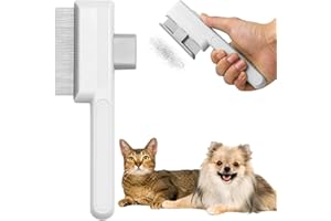 SNBUHA Peigne pour Chats, Peigne Anti-puces Autonettoyant avec Libération Bouton, Brosse de Toilettage pour Enlever Les Poils D'animaux, Blanc