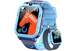 Blackview Montre Connectée Enfant 4G, GPS+LBS+WiFi, Fonction SOS, Appels Vidéo Téléphonique,Podomètre, Moniteur de Sommeil,Caméra,pour Filles et Garçon Fille 5-16 Ans （Bleu）